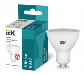 картинка Лампа LED GU10  5Вт (450lm) 4000K 220В IEK от магазина Электротехника
