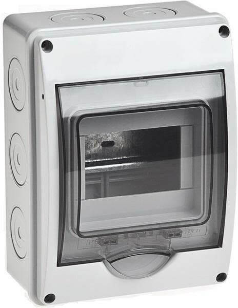 картинка Бокс 5 модулей IP65 серый с дымчат. дверью Рувинил от магазина Электротехника
