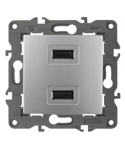 картинка Устройство зарядное USB 230В/5В-2100мА алюминий Elegance Эра от магазина Электротехника