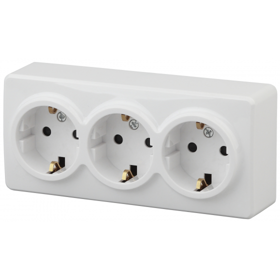 картинка Розетка 3-я 2P+E 16А-250В О/У белая, Эксперт ЭРА от магазина Электротехника