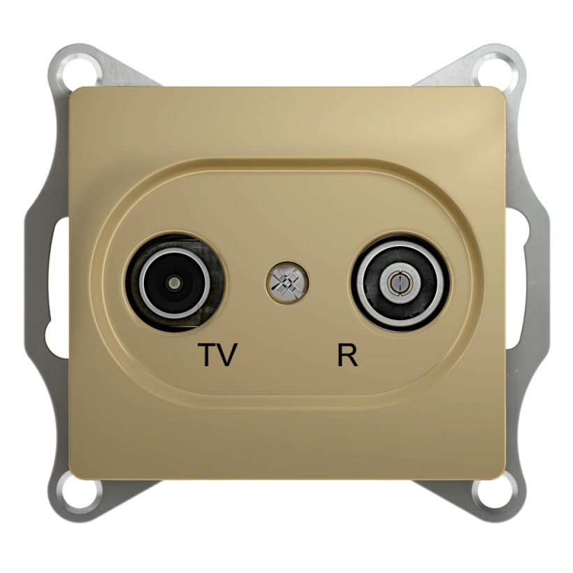 картинка Розетка 2-я TV+R СУ оконечная 1dB механизм титан Glossa от магазина Электротехника
