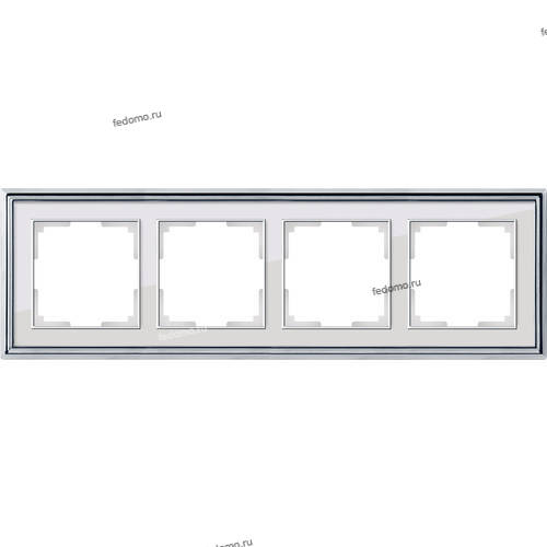 картинка Рамка 4- постовая хром/белый WERKEL от магазина Электротехника