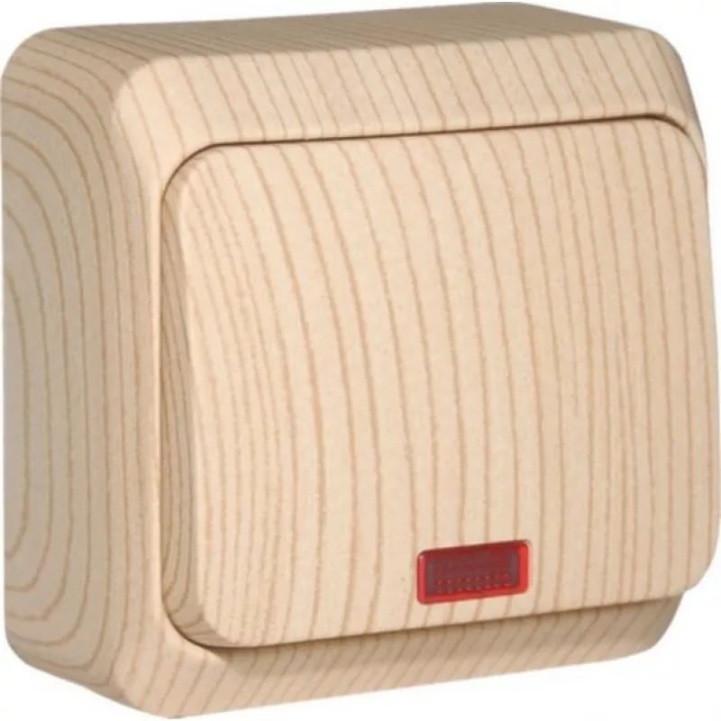 картинка Выключатель 1-кл. 10А ОУ с подсветкой в сборе Дача сосна ЭТЮД !!! от магазина Электротехника