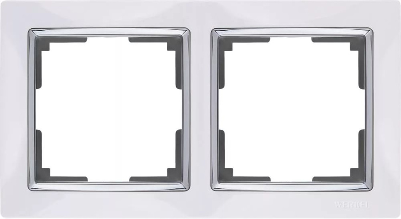 картинка Рамка 2-пост. белая с хром.вставкой Snabb от магазина Электротехника