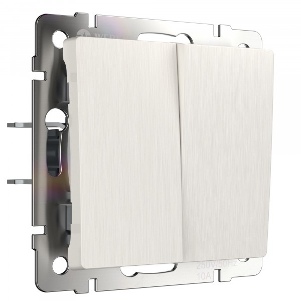 картинка Выключатель 2-кл. 10А СУ проходной перламутровый рифленый Werkel от магазина Электротехника