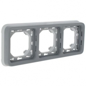 картинка Рамка горизонтальная 3-пост. с суппортом cерый IP 55 Plexo  от магазина Электротехника