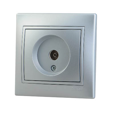 картинка Розетка 1-ная TV оконечная металлик серый Mira Lezard от магазина Электротехника