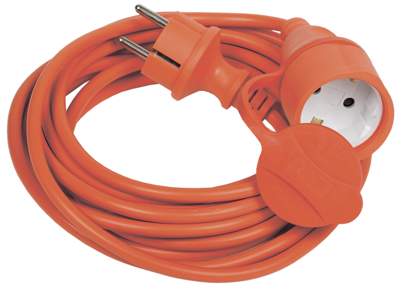 картинка Шнур 2P+PE 10м 3х1,0мм2 с вилкой и розеткой оранжевый IP44  ИЭК от магазина Электротехника