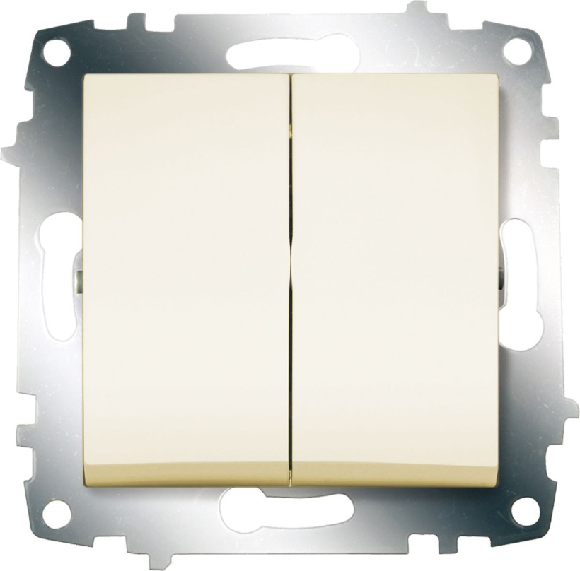 картинка Выключатель 2-кл. Крем(кр упак 12шт) Cosmo от магазина Электротехника