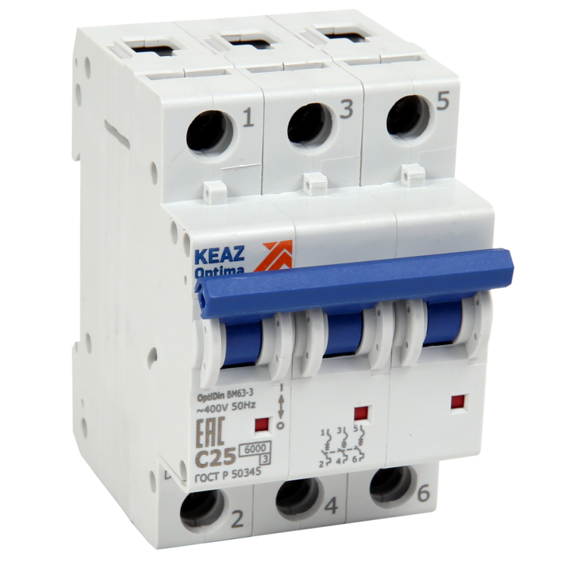 картинка Выключатель автоматический BM63 3P  6А 6кА С OptiDin КЭАЗ !!! от магазина Электротехника