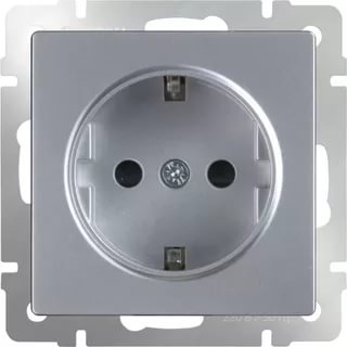 картинка Розетка 1-я. 16А СУ с заземлением серебряная Werkel  от магазина Электротехника