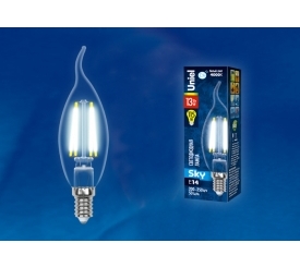 картинка Лампа LED 13Вт E14 (1150lm) 4000К "свеча на ветру" прозрачная Uniel от магазина Электротехника