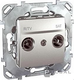 картинка Розетка TV 2-ная одиночная,спутниковая (SAT), радио(R)цвет - алюминий  UNICAtop от магазина Электротехника