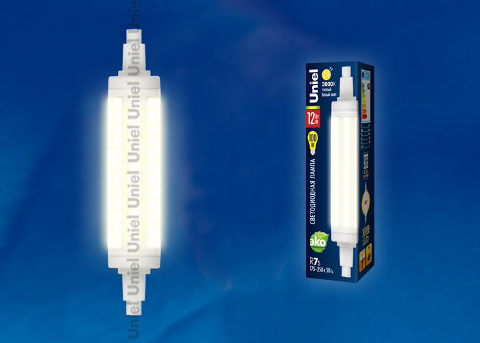 картинка Лампа LED R7s 12Вт (1100lm) 3000K 118мм 175-250В Uniel от магазина Электротехника