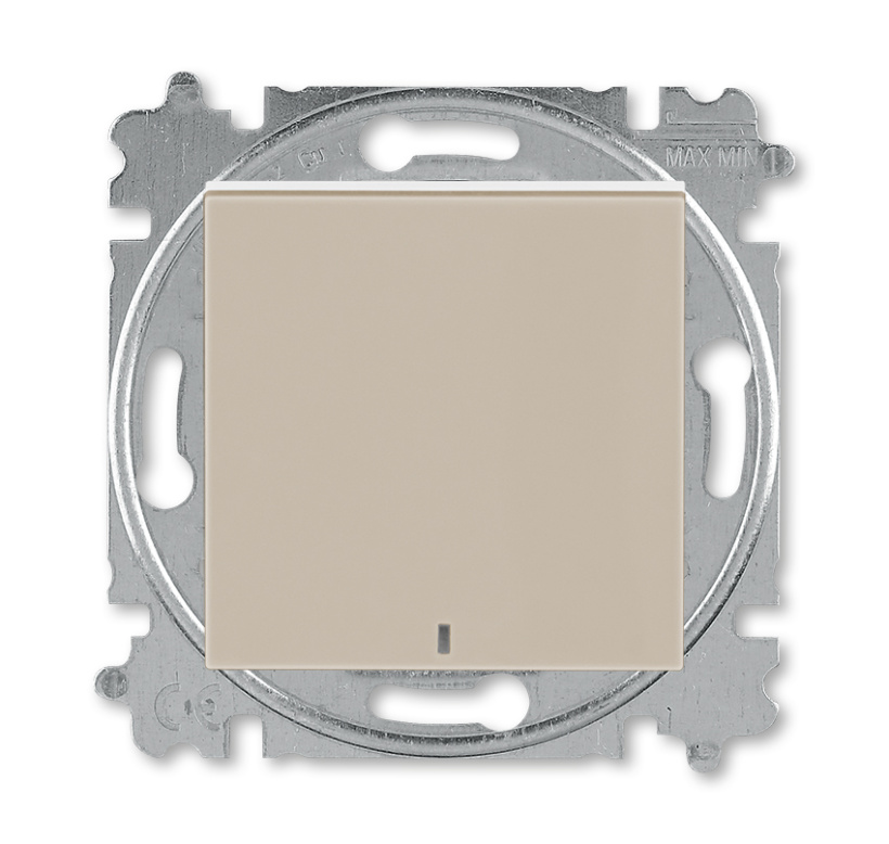 картинка Выключатель 1-кл. кнопочный 10А СУ с подсветкой механизм кофе макиато/белый LEVIT от магазина Электротехника
