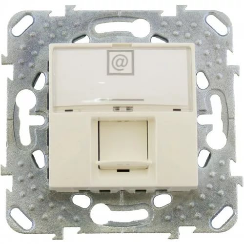 картинка Розетка 1-я RJ45 кат.5е с полем для надписи бежевый Unica от магазина Электротехника