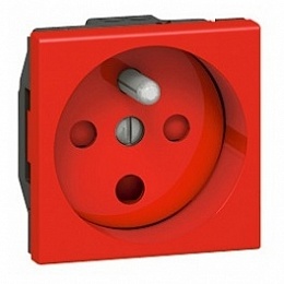 картинка Розетка 2 мод. 2P+E блокировка красная Mosaic/Legrand от магазина Электротехника