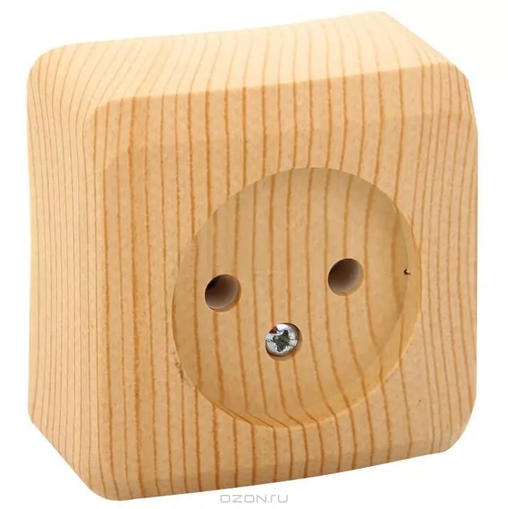 картинка Розетка 1-я 2Р 16А ОУ в сборе Дача сосна ЭТЮД !!! от магазина Электротехника