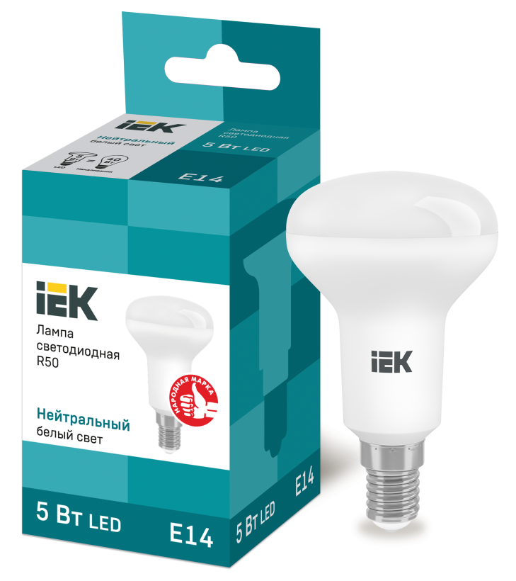 картинка Лампа LED R50  5Вт Е14 (450lm) 4000K 230В IEK от магазина Электротехника