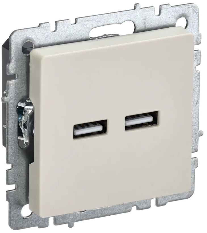 картинка Розетка 2-я USB A+A 3,1А СУ механизм бежевый BRITE от магазина Электротехника