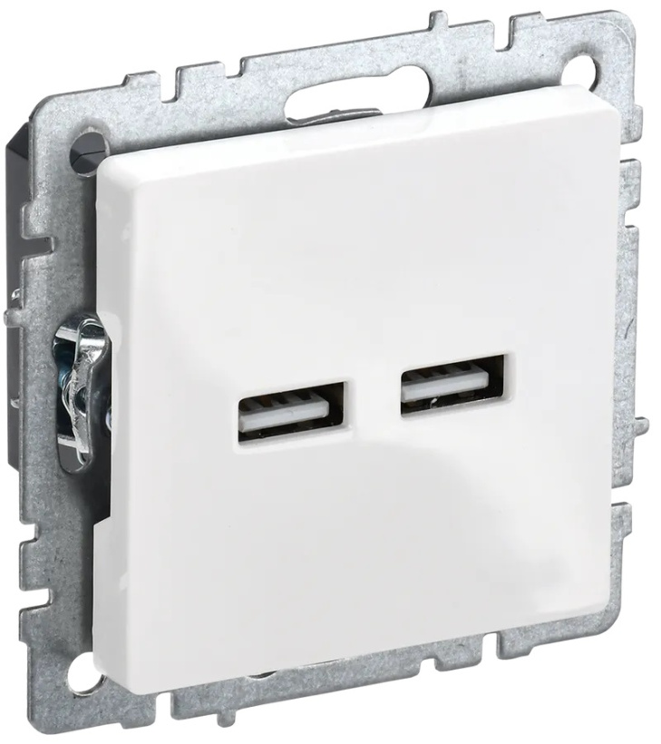 картинка Розетка 2-я USB A+A 3,1А СУ механизм белый BRITE от магазина Электротехника