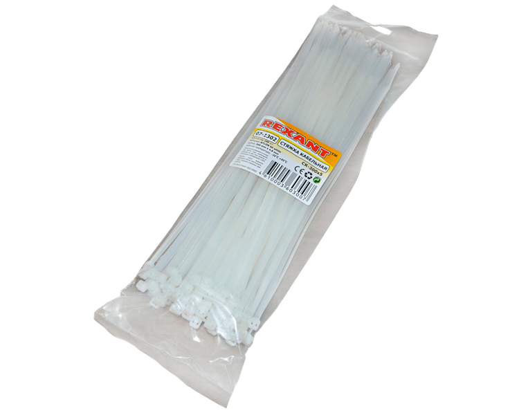 картинка Хомут nylon 4,8х300 (100шт) белый REXANT от магазина Электротехника
