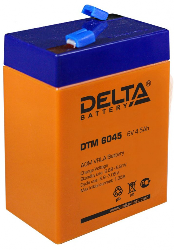картинка Аккумулятор 06V 4.5Ah 70х47х107 DTM Delta от магазина Электротехника