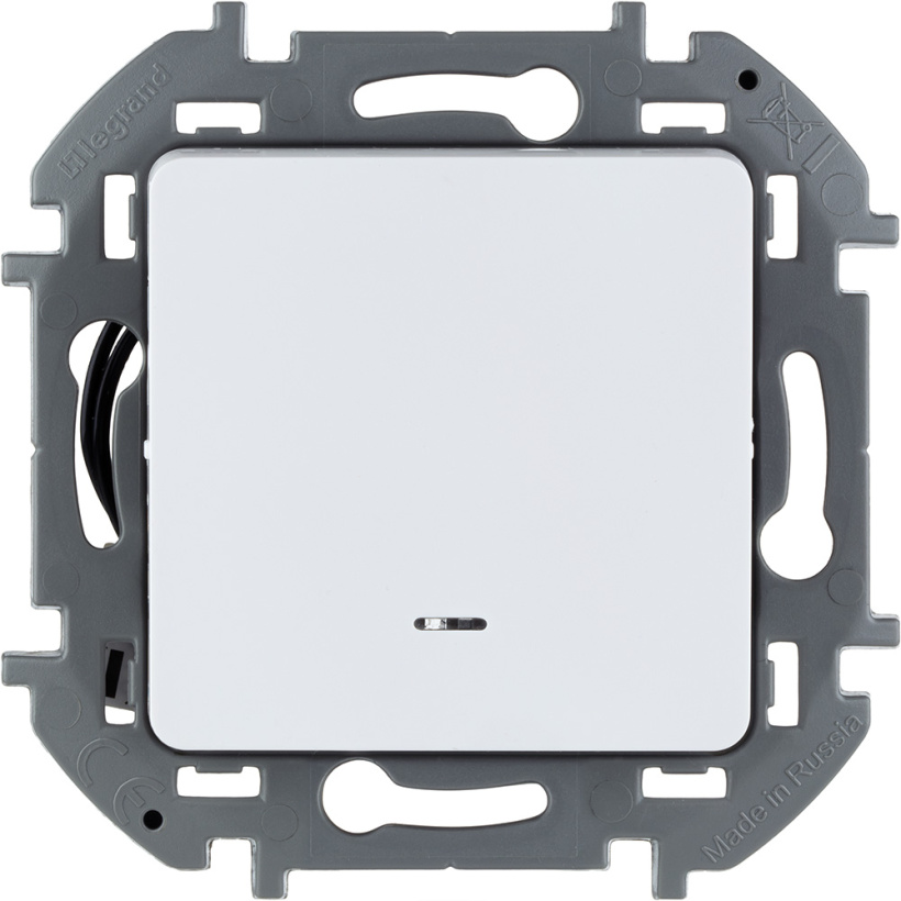 картинка Выключатель 1-кл 10А СУ с подсветкой/индикацией механизм Белый INSPIRIA от магазина Электротехника