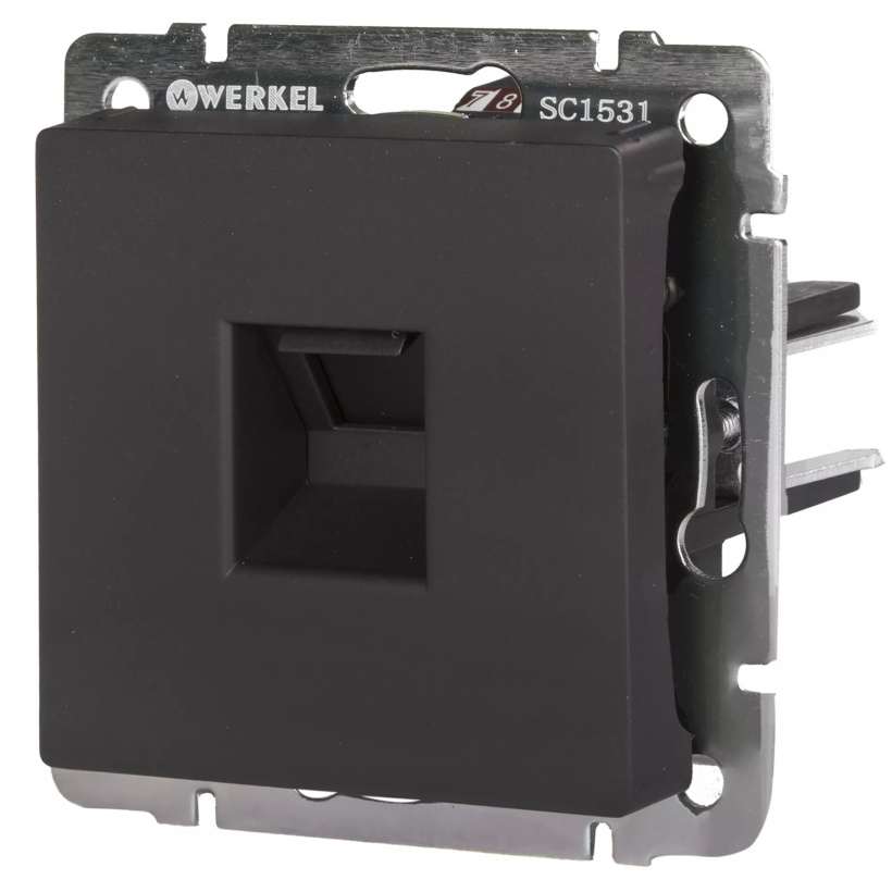 картинка Розетка 1-я. компьютерная RJ-45 СУ черная матовая Werkel от магазина Электротехника