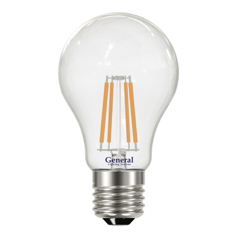 картинка Лампа LED A60 14Вт Е27 (1200lm) 4500K нитевидная прозрачная General от магазина Электротехника