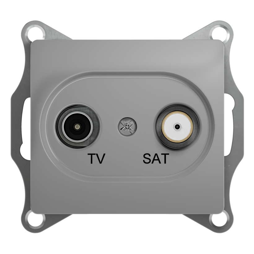 картинка Розетка 2-я TV+SAT СУ проходная 4dB механизм алюминий Glossa от магазина Электротехника