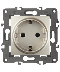 картинка Розетка 1-я 2P+E 16А-250В со шторками авт. клем. шампань Elegance Эра от магазина Электротехника