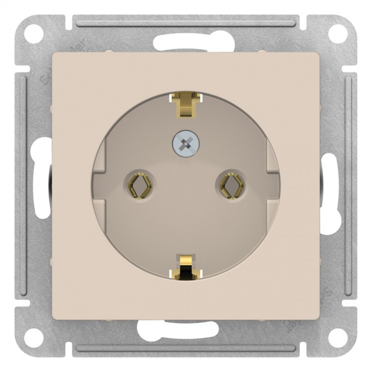 картинка Розетка 1-я 2P+E 16А СУ механизм бежевый ATLAS DESIGN от магазина Электротехника