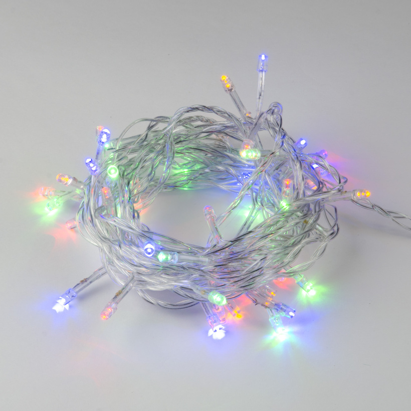 картинка Гирлянда 50LED 5м IP20 с контроллером Разноцветный свет Провод прозрачный Uniel  !!! от магазина Электротехника