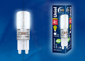 картинка Лампа LED  4Вт G9 4500К 220-240В "капсула" диммируемая, корпус силикон Uniel !!! от магазина Электротехника