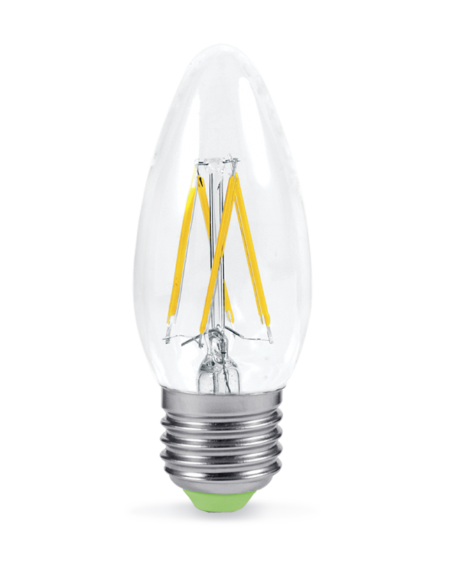 картинка Лампа LED  5 Вт Е27 (450lm) 4000К 160-260В прозр. (филаментная) "свеча" IN HOME  от магазина Электротехника