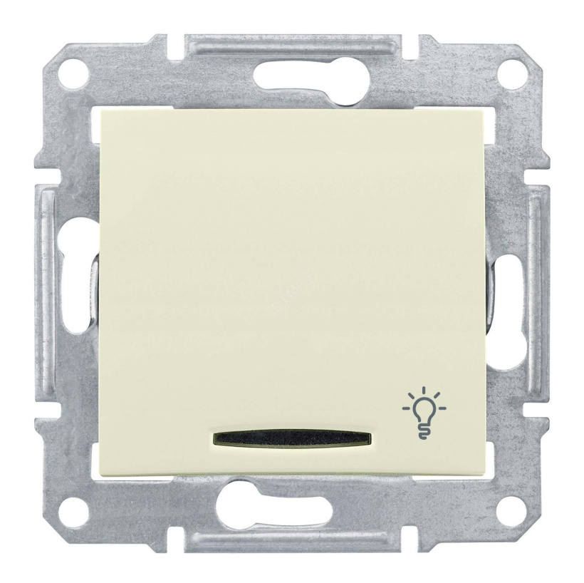 картинка Выключатель 1-кл. кнопочный 10А СУ с подсветкой механизм бежевый Sedna от магазина Электротехника