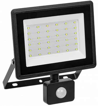картинка Прожектор (LED)  50Вт 6500К 4000Лм IP54 черный с датчиком движ. СДО 06-50Д IEK от магазина Электротехника