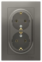 картинка Розетка 2-я 2P+E 16А СУ в сборе сталь  ATLAS DESIGN от магазина Электротехника