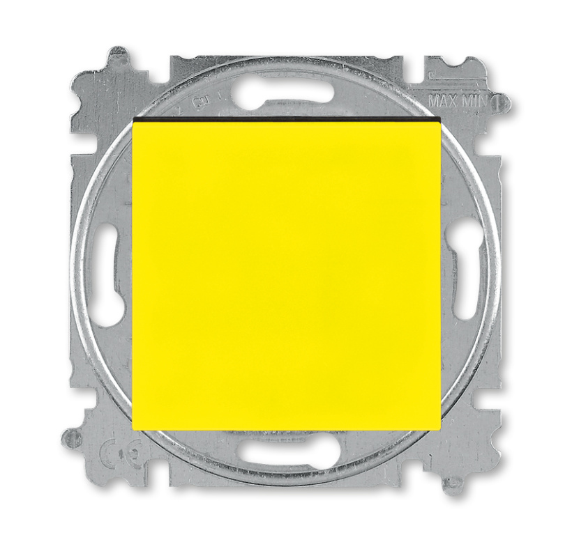 картинка Выключатель 1-кл. кнопочный 10А СУ механизм жёлтый/дымчатый чёрный LEVIT от магазина Электротехника