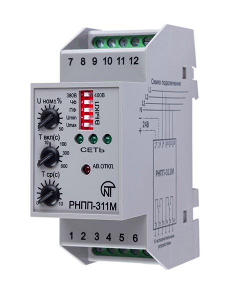 картинка Реле контроля 3-фаз. напряжения РНПП-311М (2 мод.) Новатек от магазина Электротехника