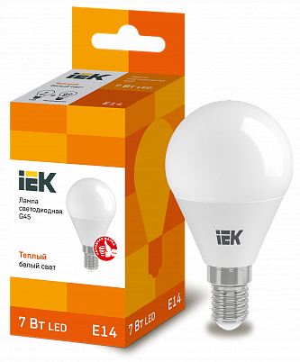 картинка Лампа LED  7 Вт Е14 (630lm) 3000K "шар" IEK от магазина Электротехника