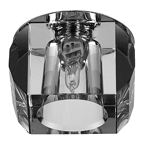 картинка Светильник MR-16 50Вт 12V/220V "усеченный куб" хром/прозрачный/черный ЭРА !!! от магазина Электротехника