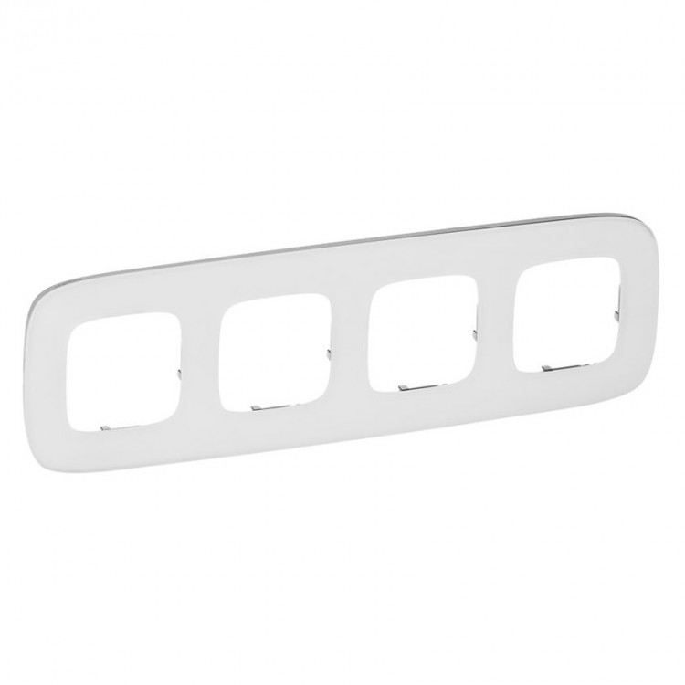 картинка Рамка 4-пост. универсальная Белое стекло Valena ALLURE от магазина Электротехника