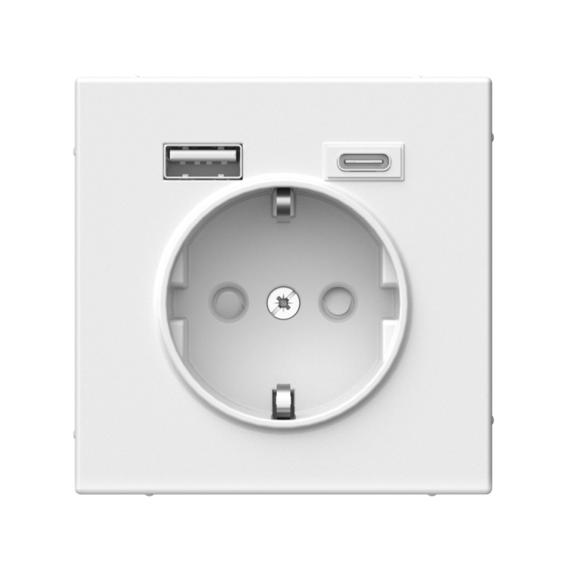 картинка Розетка 2-я USB СУ A+C 5В/2.4А/3.0А  2х5В/1.5А механизм белый ArtGallery от магазина Электротехника