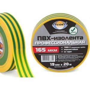 картинка Изоляционная лента ПРОФЕССИОНАЛЬНАЯ 165мкм ПВХ 19ммх20м желто-зеленая AVIORA от магазина Электротехника