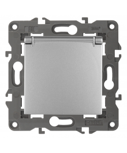 картинка Розетка 1-я 2P+E 16А-250В со шторками с крышкой авт. клем. алюминий Elegance Эра от магазина Электротехника