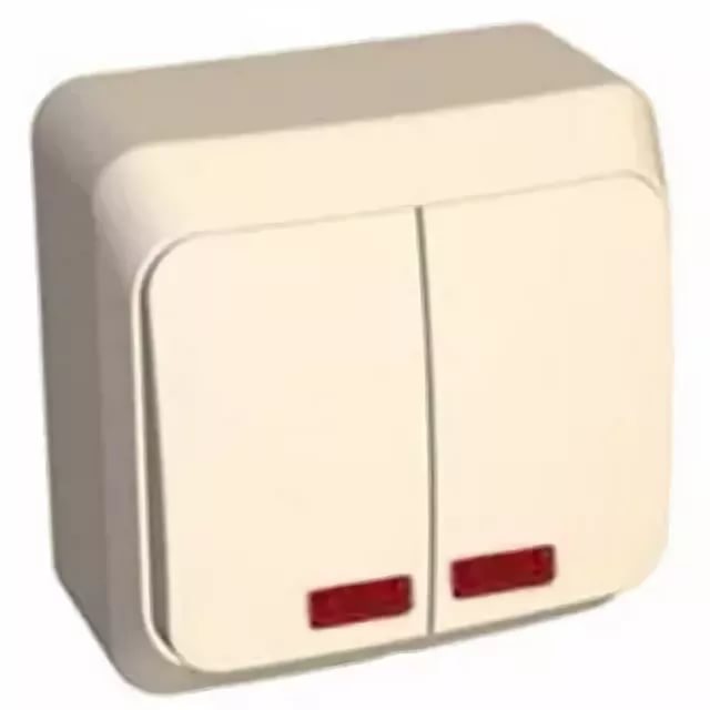 картинка Выключатель 2-кл. 10А ОУ с подсветкой в сборе крем ЭТЮД !!! от магазина Электротехника