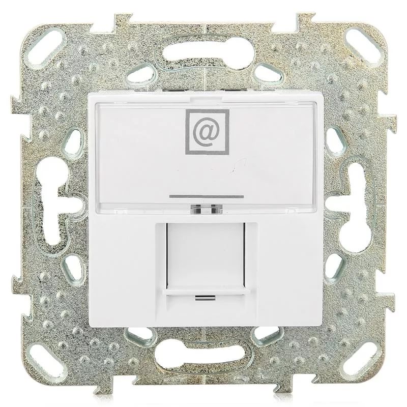 картинка Розетка 1-я RJ45 Cat.5е с полем для надписи белый Unica от магазина Электротехника