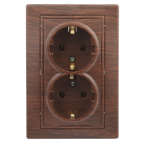 картинка Розетка 2-я 2P+E С/У винт. клем. венге Intro Plano ЭРА от магазина Электротехника